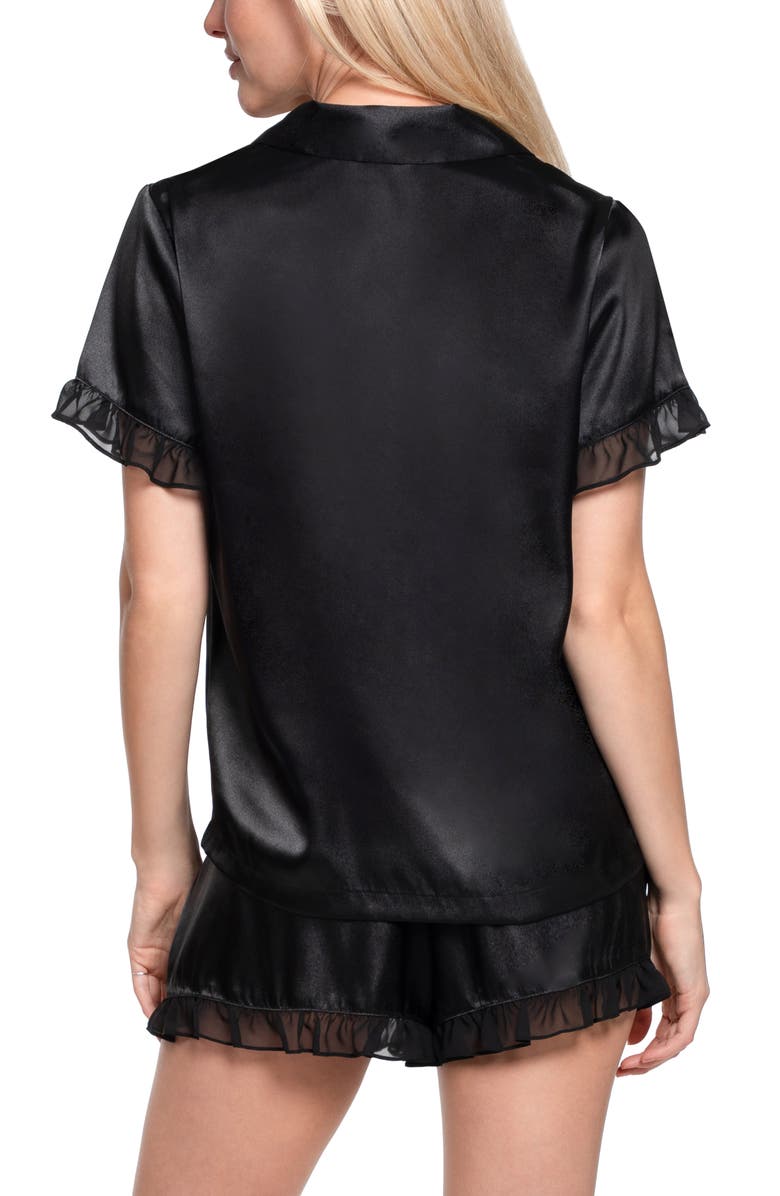 In Bloom by Jonquil Alice Ruffle Trim Short Pajamas, Alternate, color, Black