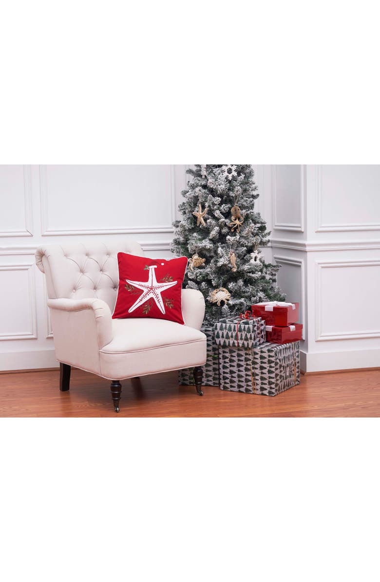 C&F Home Sea Life Starfish Christmas Throw Pillow, 18" x 18", Alternate, color, Red