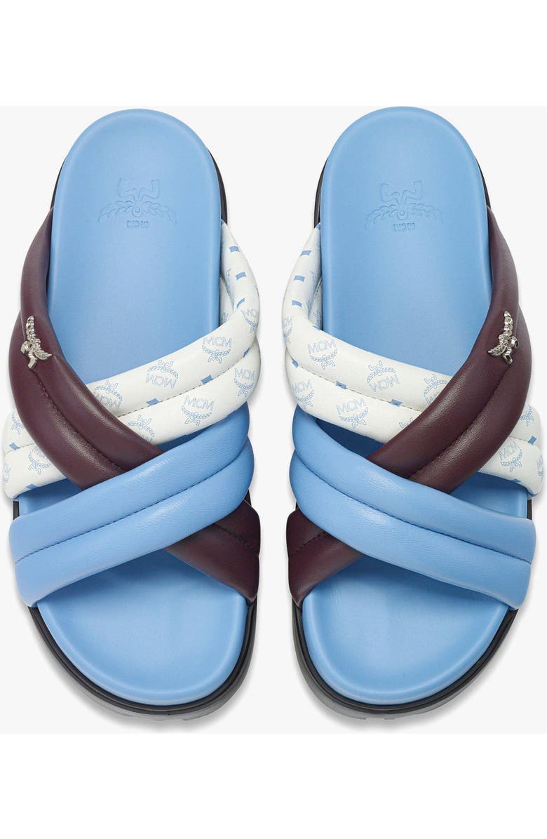 MCM Monogram Cross Sandals in Lamb Leather, Alternate, color, Winetasting