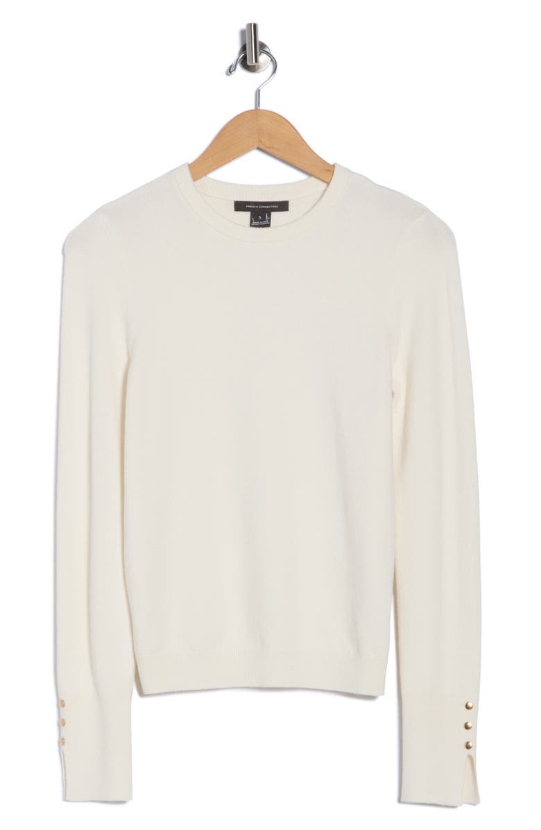 French Connection Split Cuff Crop Sweater, Alternate, color, Cream