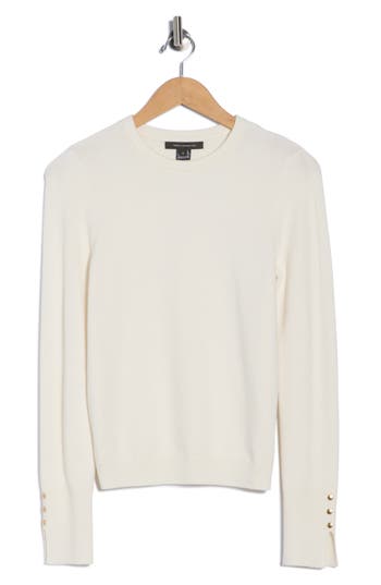 French Connection Split Cuff Crop Sweater In White