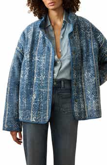 Faherty Indigo Patchwork Print Organic Cotton Quilted Jacket