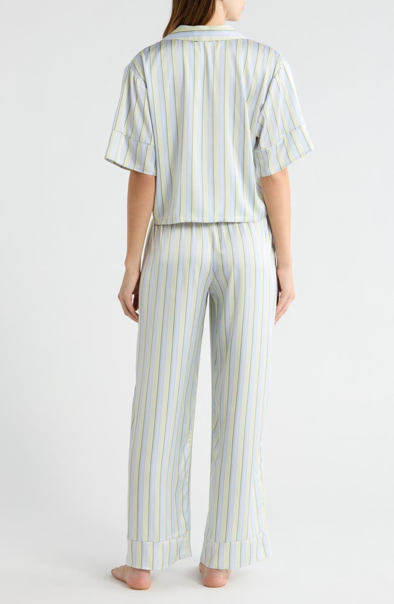 Open Edit Boxy Everyday Satin Pajamas, Alternate, color, Blue- Green Charlie Stripe