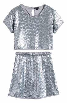 Ava & Yelly Kids' Sequin Top & Skirt Set