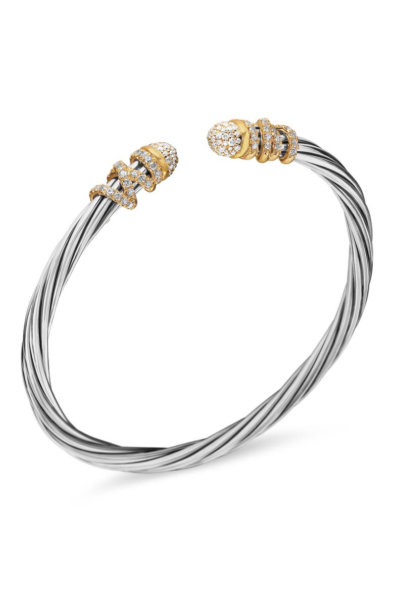 Helena Bracelet in Sterling Silver with 18K Gold & Diamonds, 4mm, Alternate, color, GOLD/ SILVER/ DIAMOND
