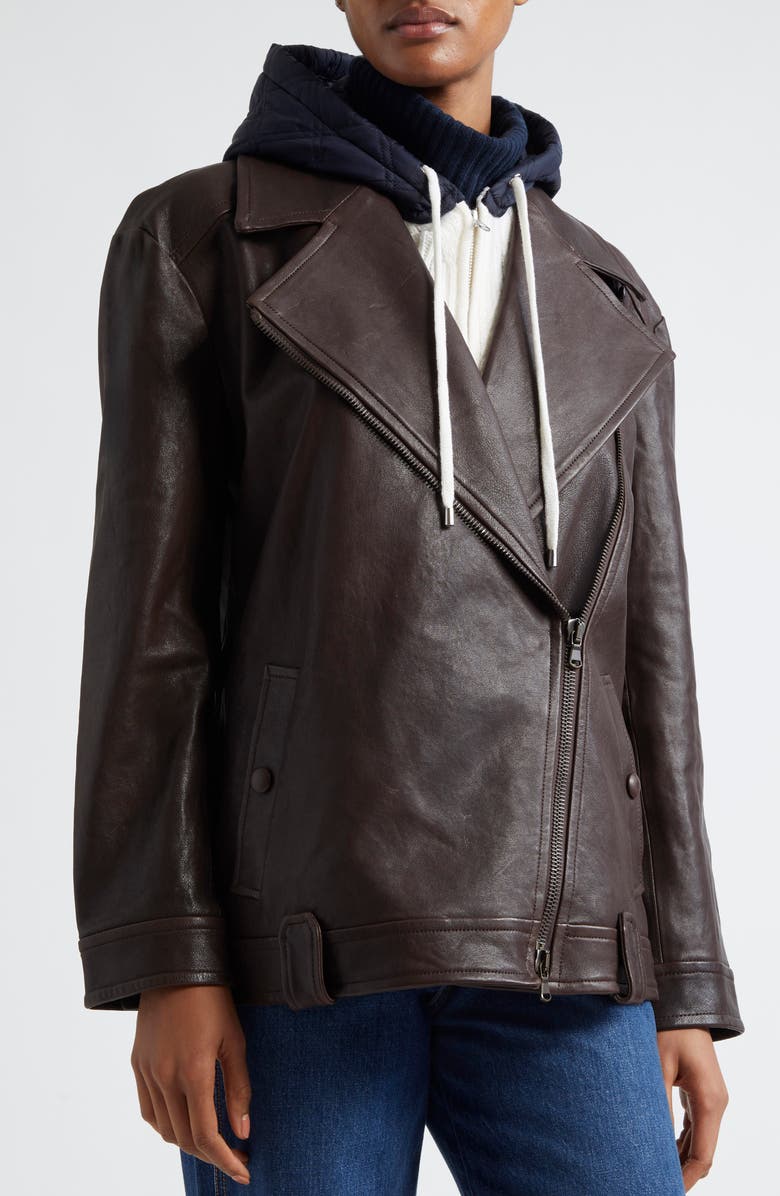 Veronica Beard Thandie Leather Dickey Jacket, Alternate, color,