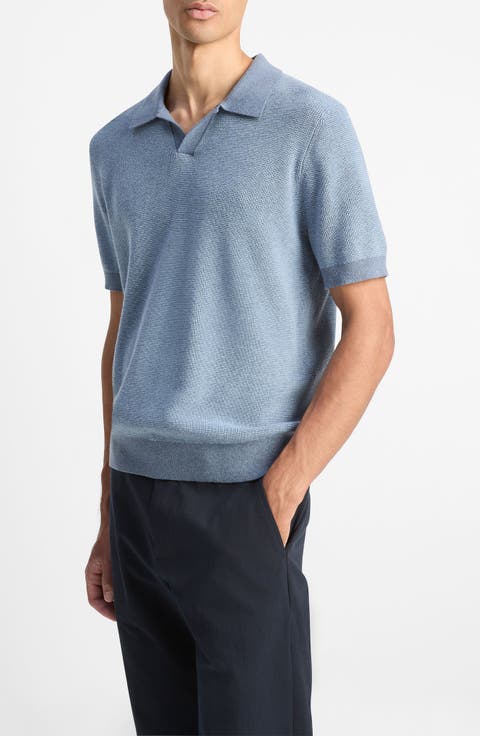 Contrast Trim Johnny Collar Polo Sweater