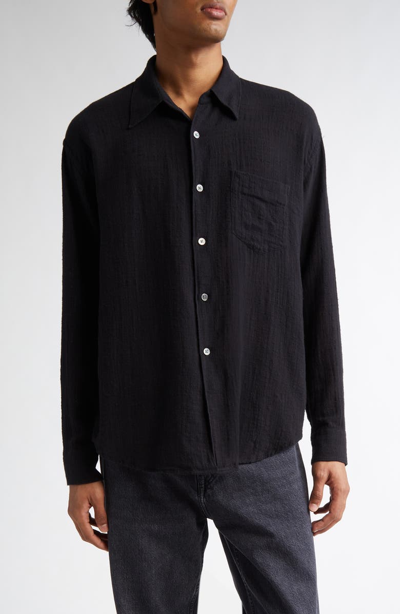 OUR LEGACY Coco Cotton Button-Up Shirt, Main, color, Washed Black Air Cotton