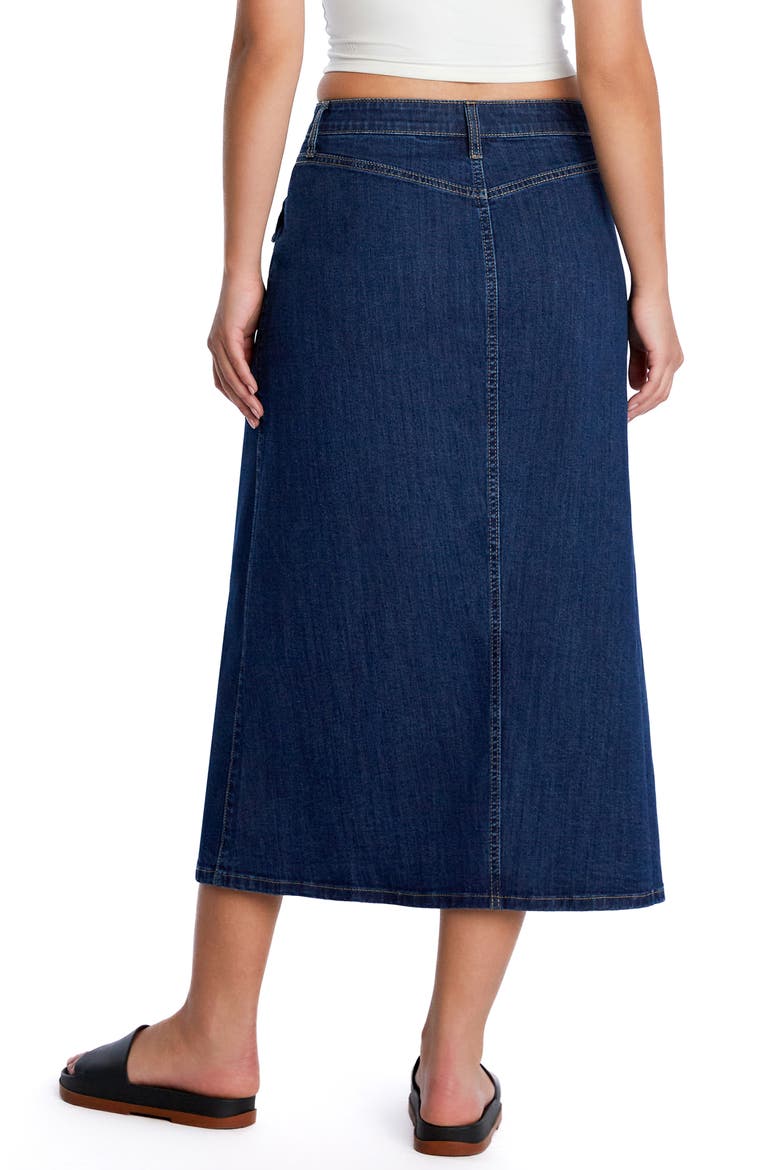 Sailor Button Front Maxi Denim Skirt, Alternate, color, AHOY BLUE