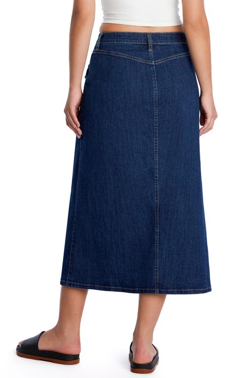 Wash Lab Denim Sailor Button Front Maxi Denim Skirt In Ahoy Blue