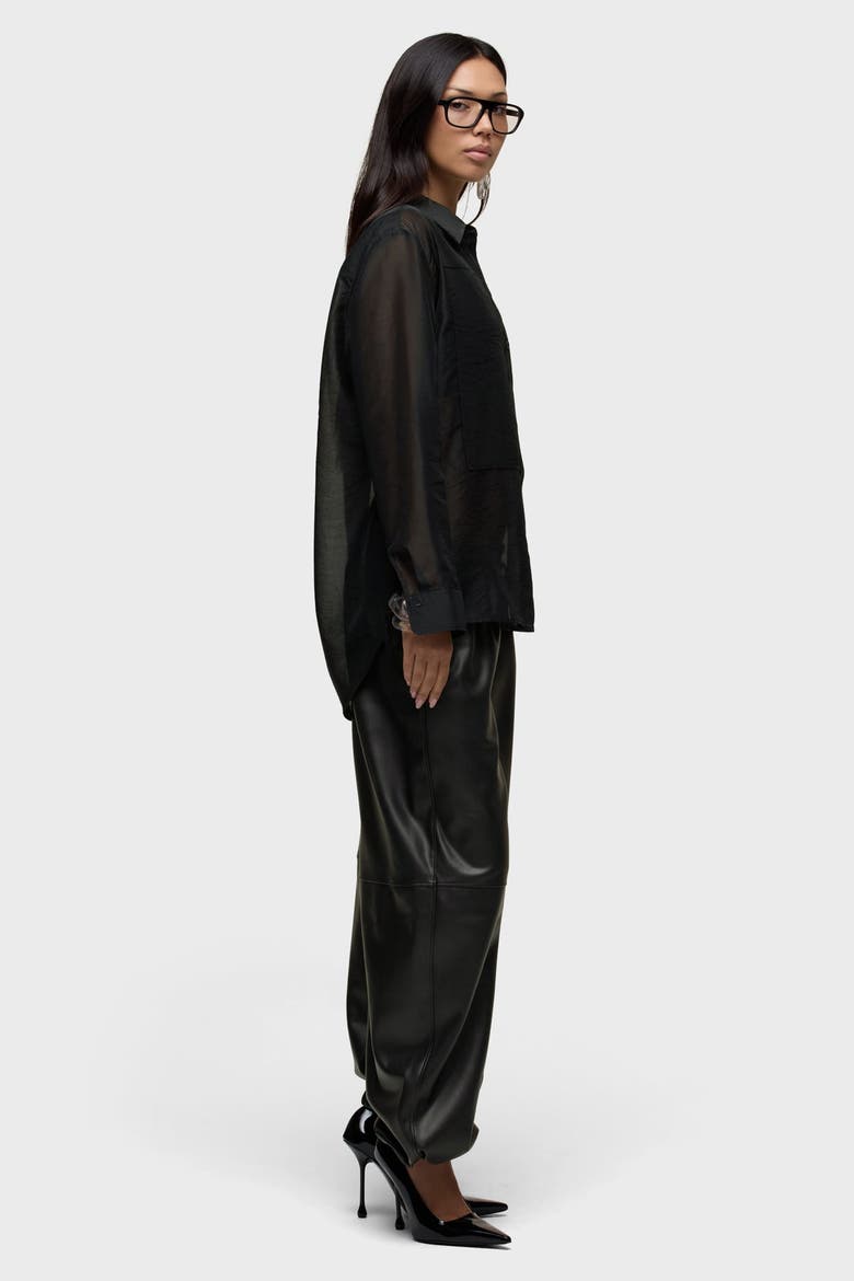 Sheer Oversized Button Up, Alternate, color, BLACK
