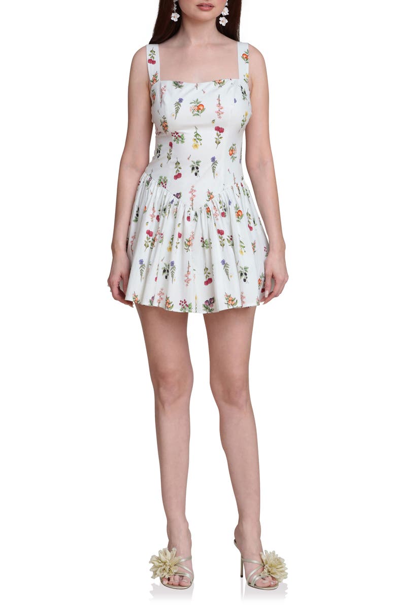 Avec Les Filles Lemon Print Stretch Cotton Minidress, Main, color, 
