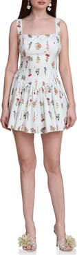 Avec Les Filles Lemon Print Stretch Cotton Minidress