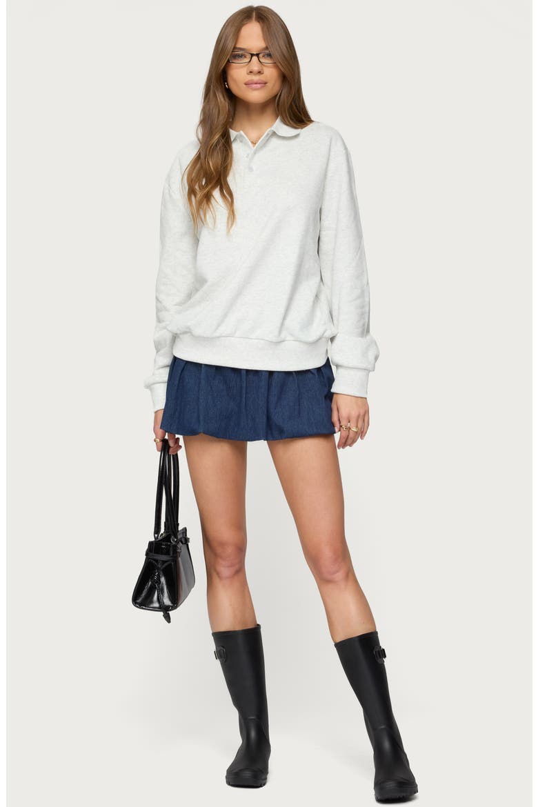 Scholar Oversize Cotton Blend Polo Sweatshirt, Alternate, color, GRAY-MELANGE