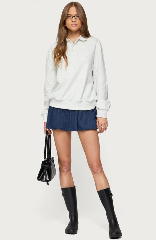 Edikted Scholar Oversize Cotton Blend Polo Sweatshirt In Gray