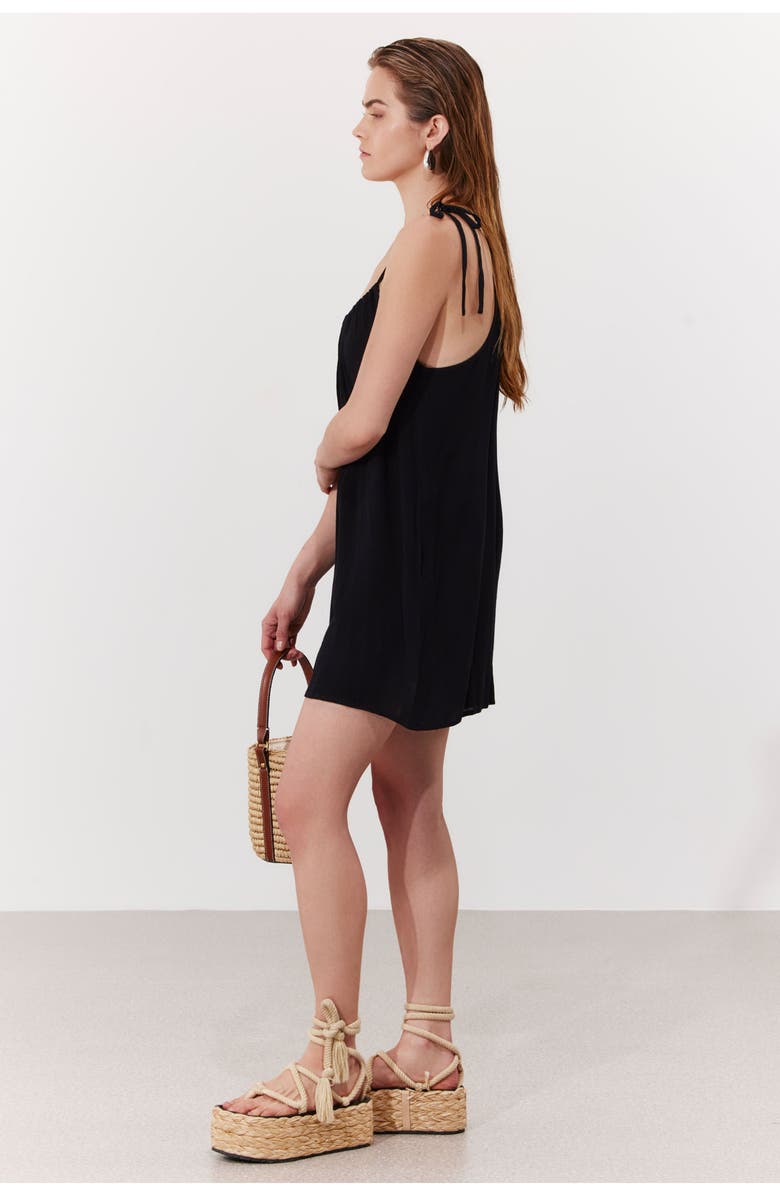 Gottex Beach Life Solena Crêpe High Neck Romper Cover-Up, Alternate, color, Black