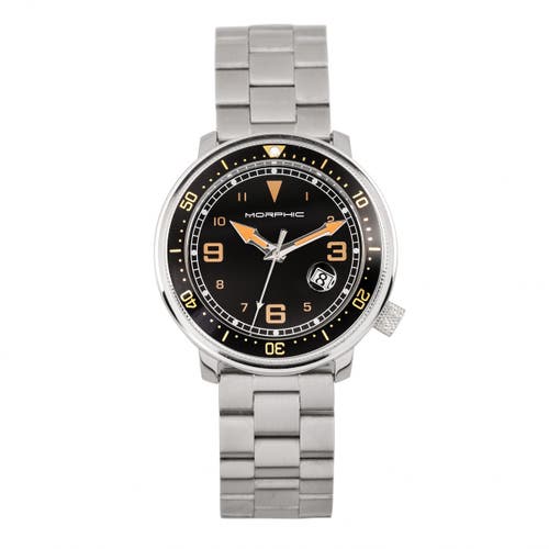 Morphic M74 Series Bracelet Watch W/magnified Date Display In Gunmetal/black & Gold/black