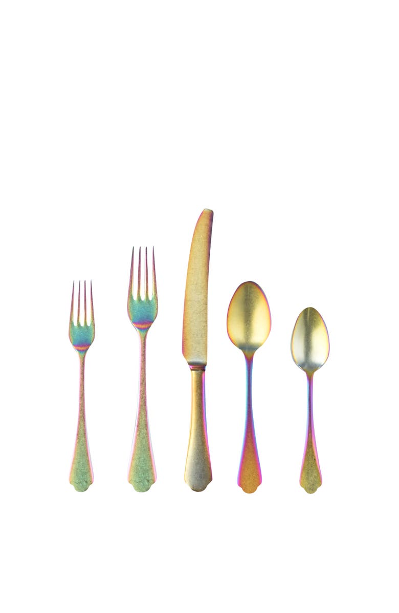 Mepra Dolce Vita Flatware Set - 5 Pieces, Main, color, Pewter Rainbow