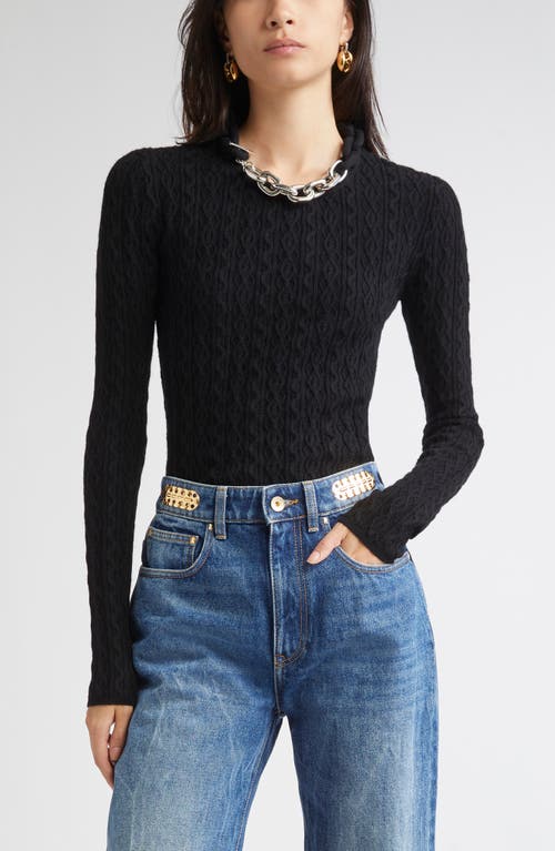 Rabanne Chain Detail Cable Knit Sweater in Black  product