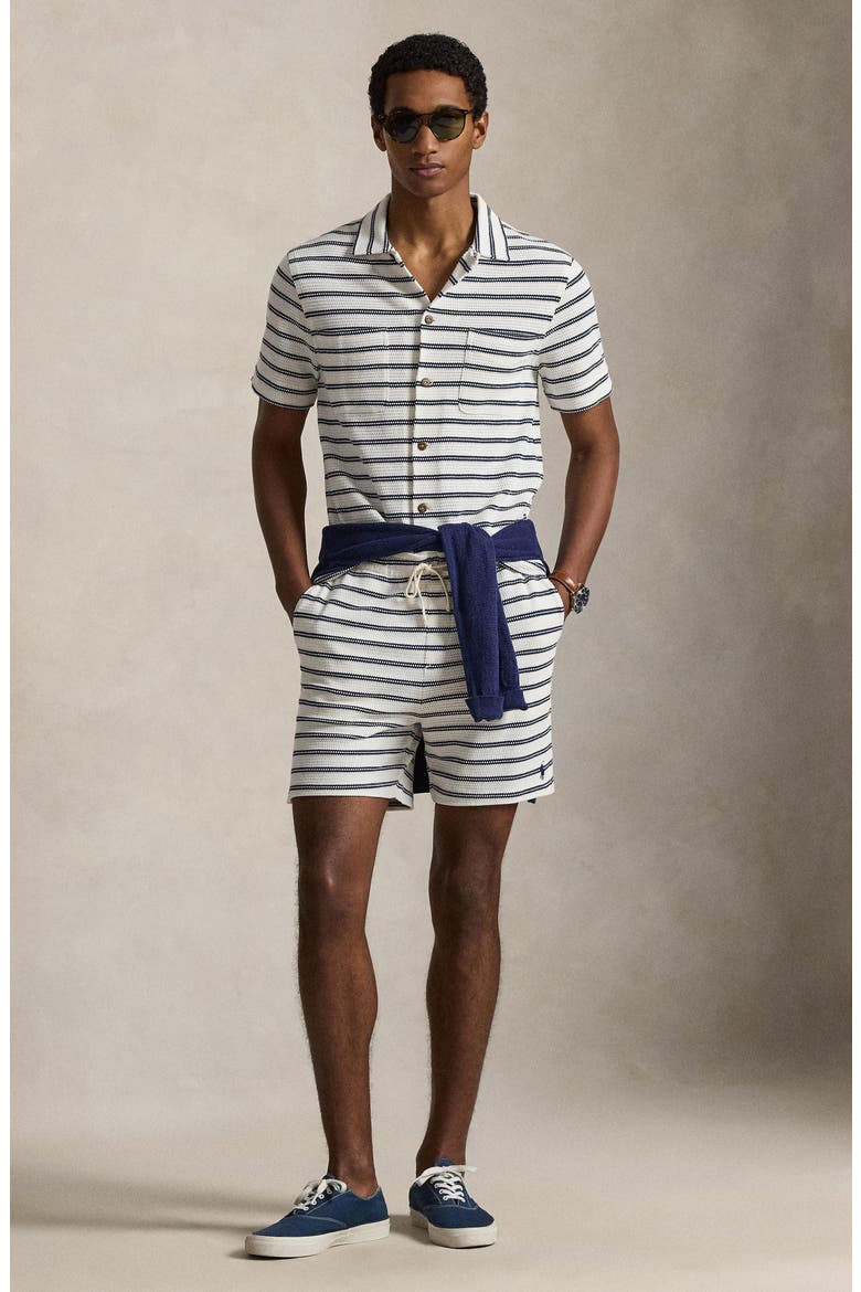 Pointelle Rib 6-Inch Shorts, Alternate, color, PALE CREAM/ NEWPORT NAVY