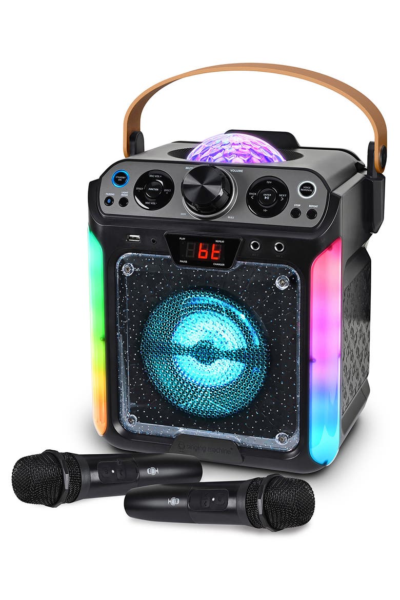 Groove Disco Bluetooth Karaoke Machine with Disco Ball & LED Lights, Alternate, color, BLACK