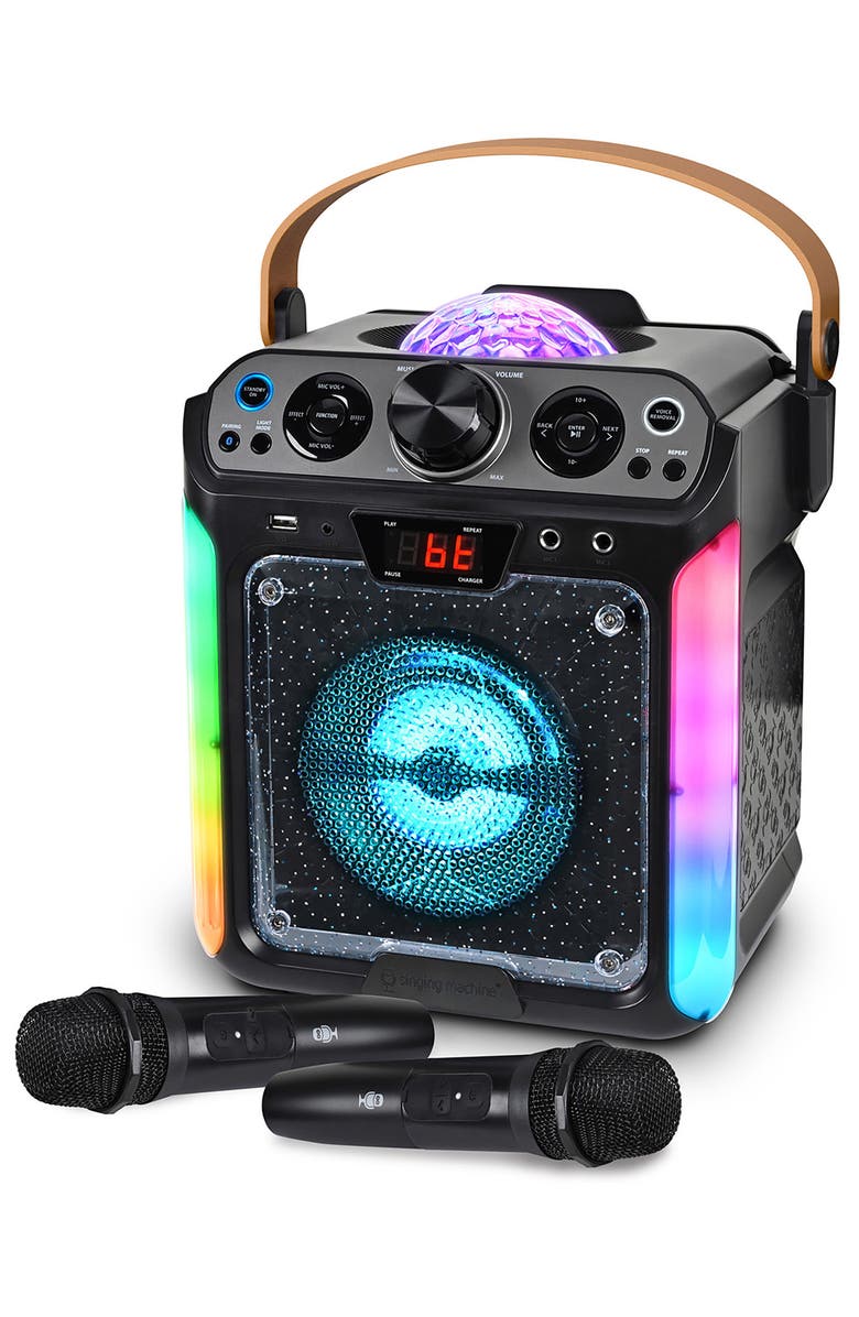 Singing Machine Groove Disco Bluetooth Karaoke Machine with Disco Ball & LED Lights, Alternate, color, Black