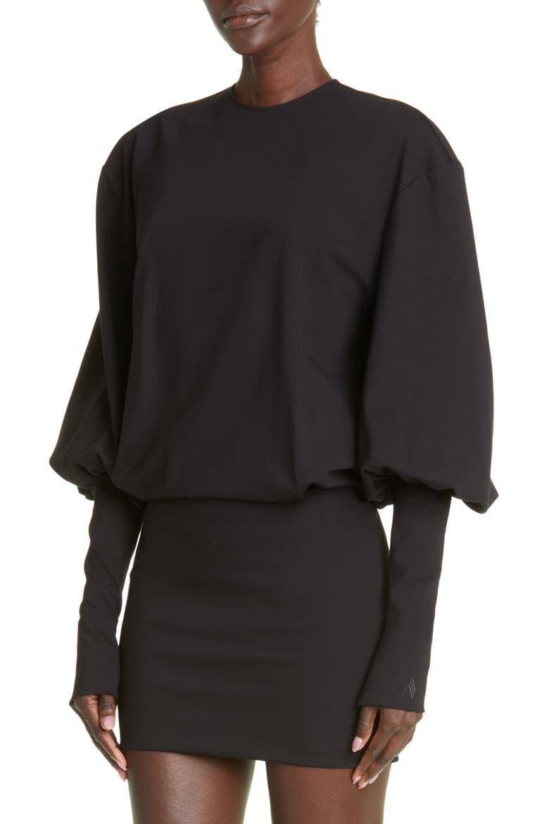 Karlie Long Sleeve Drop Waist Jersey Minidress, Alternate, color, BLACK