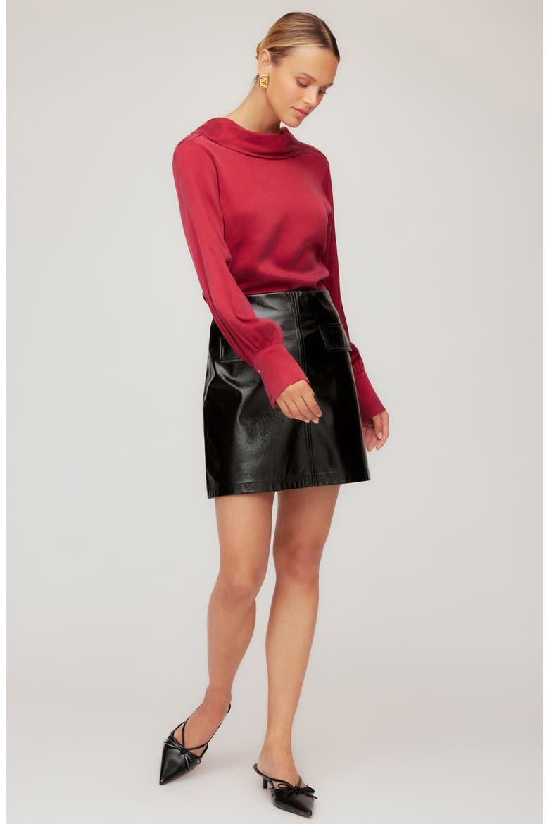 Camille Cowl Back Satin Top, Alternate, color, BRICK