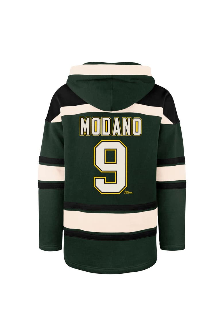 Men's '47 Mike Modano Green Dallas Stars Retired Player Name & Number Lacer Pullover Hoodie, Alternate, color, Green