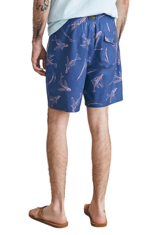 Faherty Sunwashed Board Shorts In Navy Pink Waterways