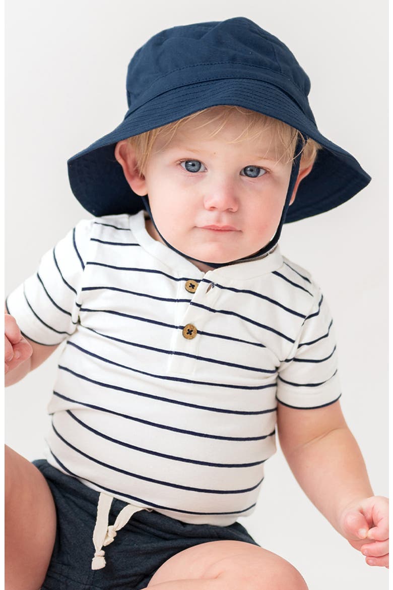 Stripe Henley Bodysuit, Alternate, color, WHITE/ BLUE