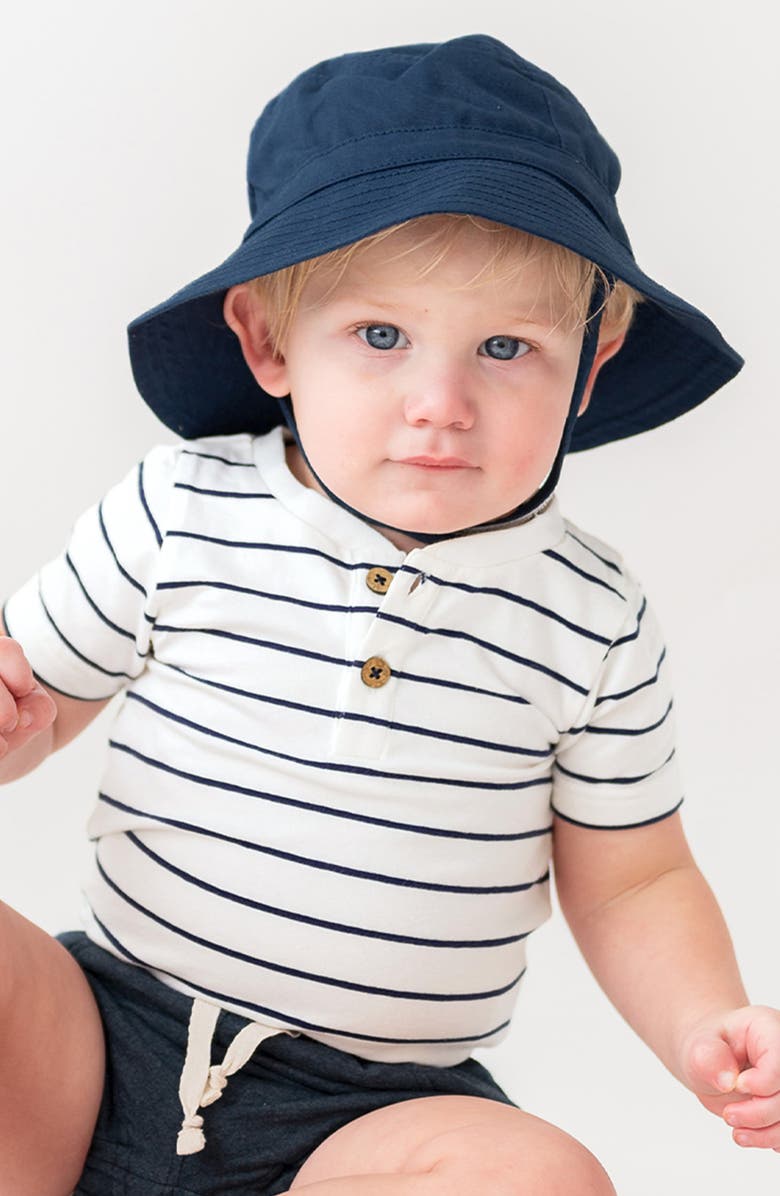 RuggedButts Stripe Henley Bodysuit, Alternate, color, White/ Blue