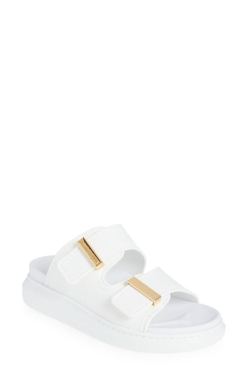 Alexander Mcqueen Hybrid Double-strap Rubber Slides In New Ivory/gold