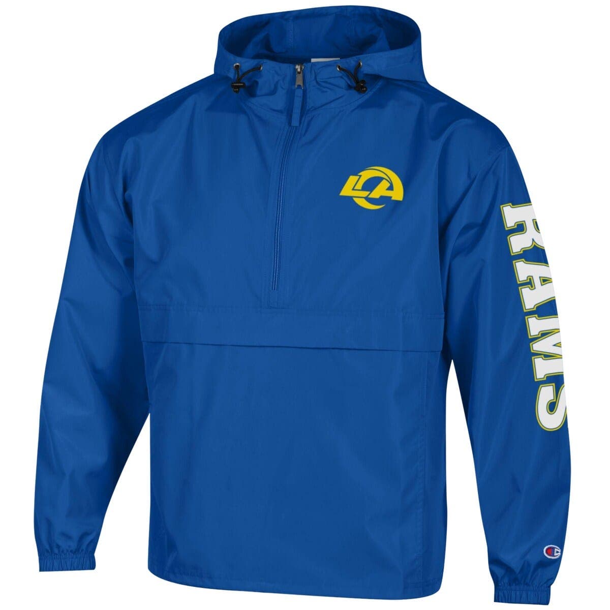 Men's Champion Royal Los Angeles Rams Packable Hooded Windbreaker Half-Zip Jacket - image 2