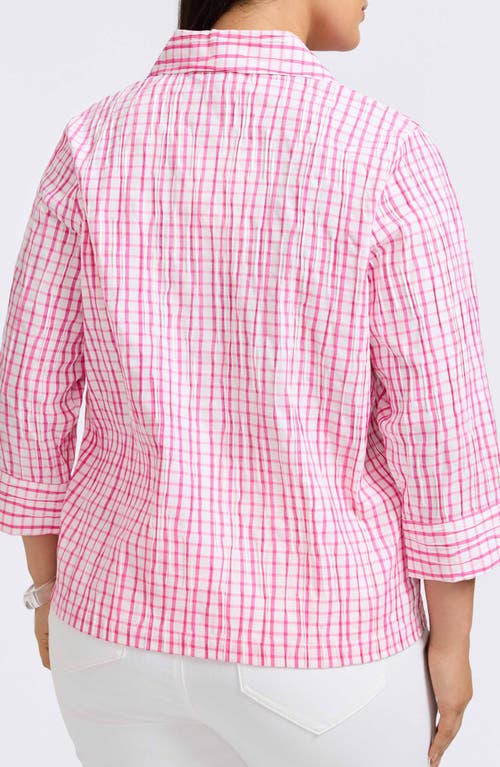 Foxcroft Sammy Crinkled Cotton Blend Top In Pink