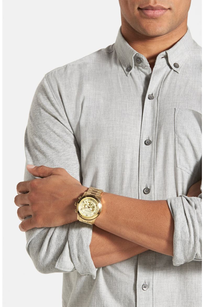 'Large Runway' Chronograph Bracelet Watch, 45mm, Alternate, color, GOLD