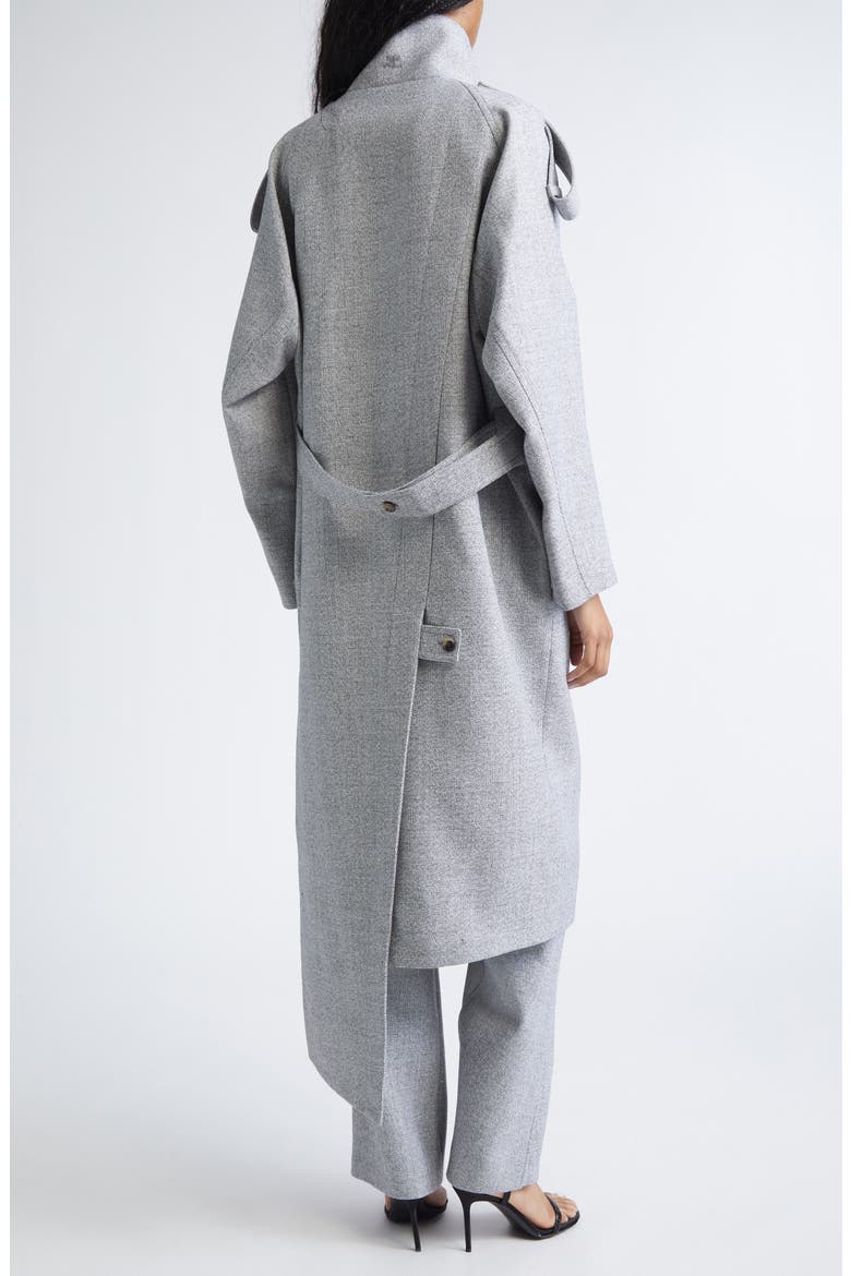 Oblique Caviar Asymmetric Wool Trench Coat, Alternate, color, HERITAGE WHITE/ BLACK