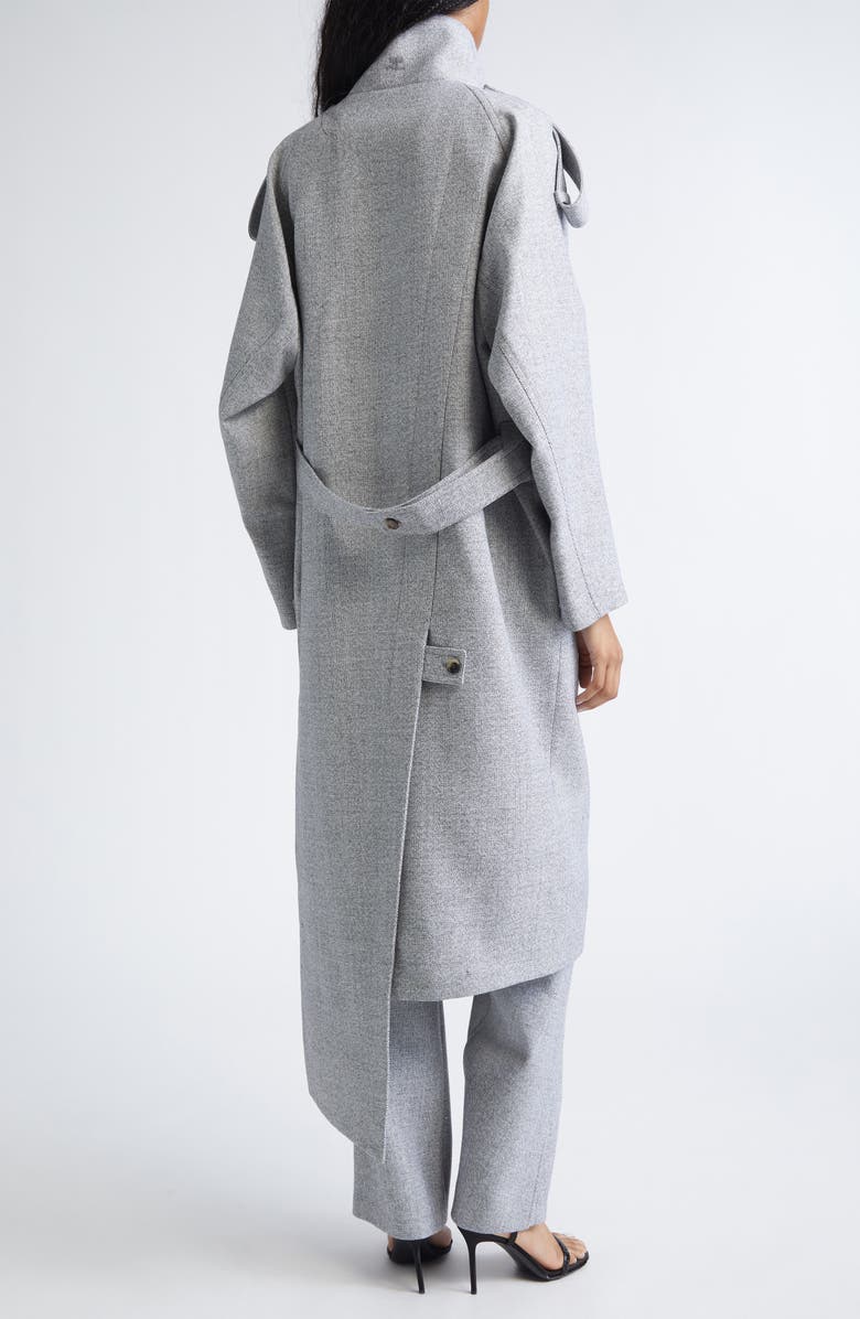 Courrèges Oblique Caviar Asymmetric Wool Trench Coat, Alternate, color, Heritage White/ Black