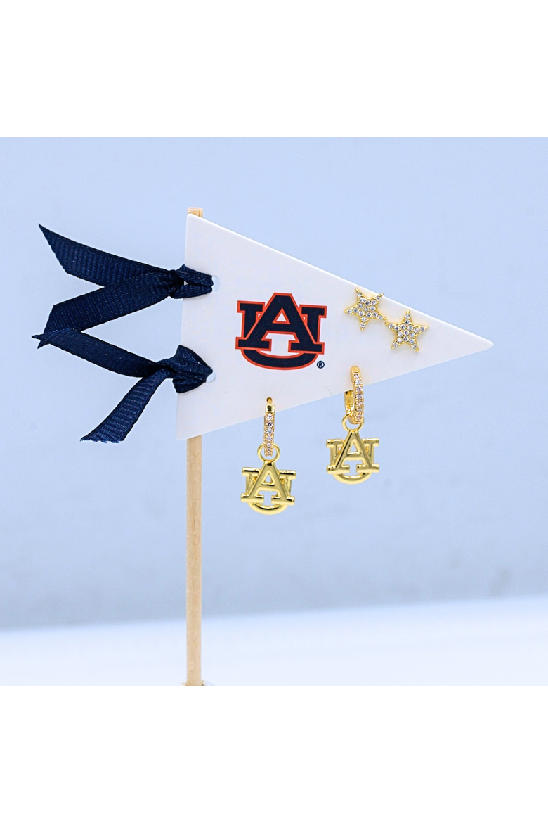 Auburn University Pennant Pair Earring Set, Alternate, color, Yellow Gold