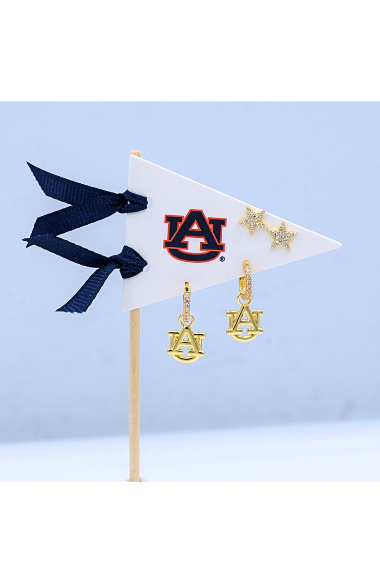 Color Shout Auburn University Pennant Pair Earring Set, Alternate, color, Yellow Gold