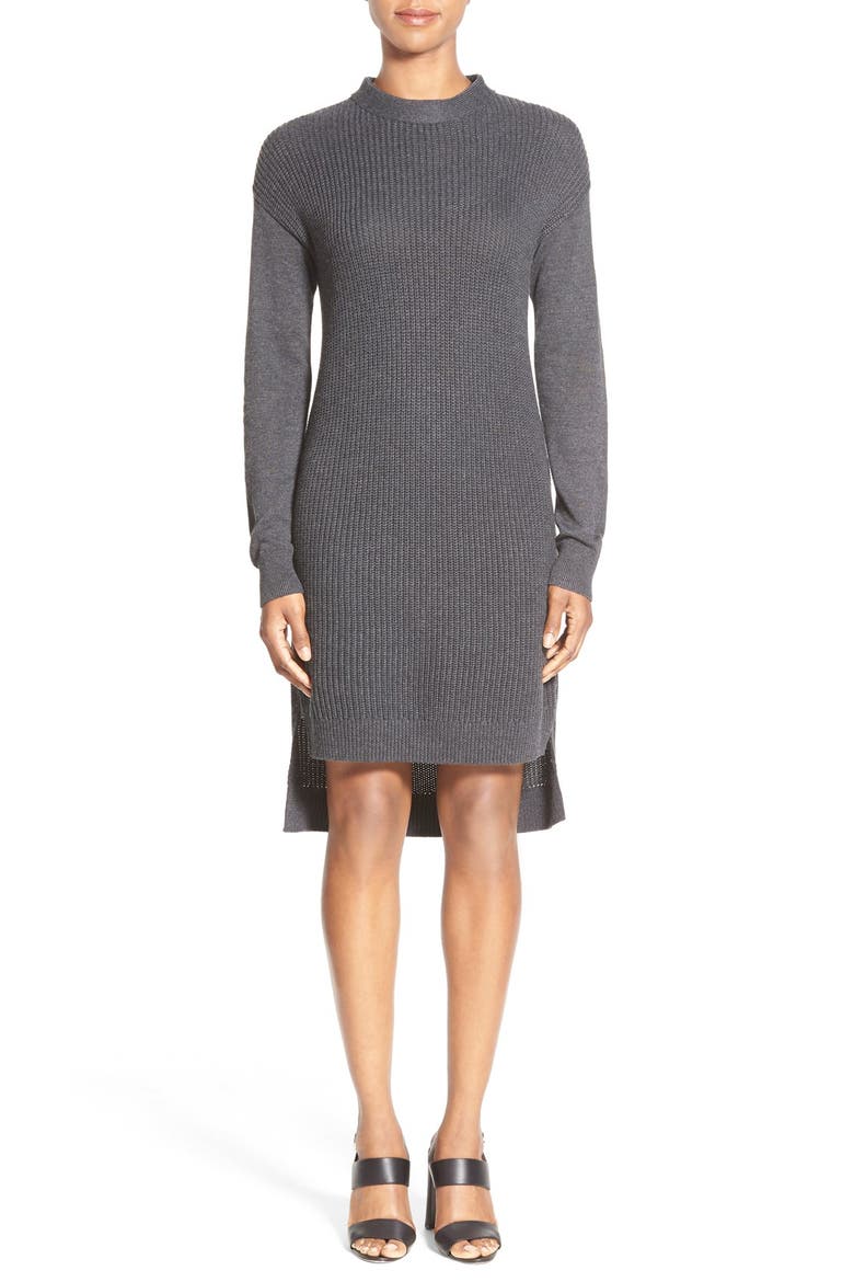 Stitch Detail Knit Tunic, Main, color, HEATHER CHARCOAL
