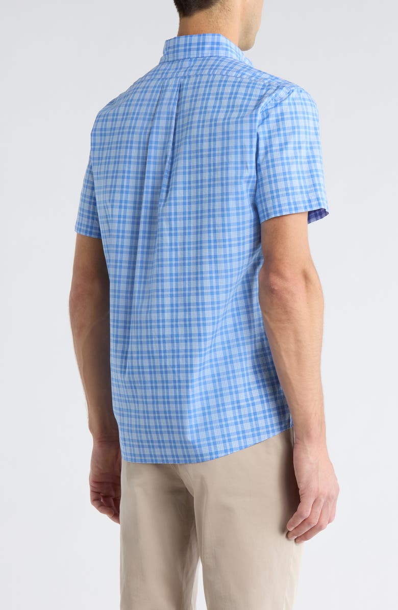 Brooks Brothers Seasonal Patterns Check Short Sleeve Button Front Shirt, Alternate, color, Ultramarinepld
