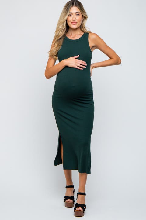 Ribbed Side Slit Tank Dress