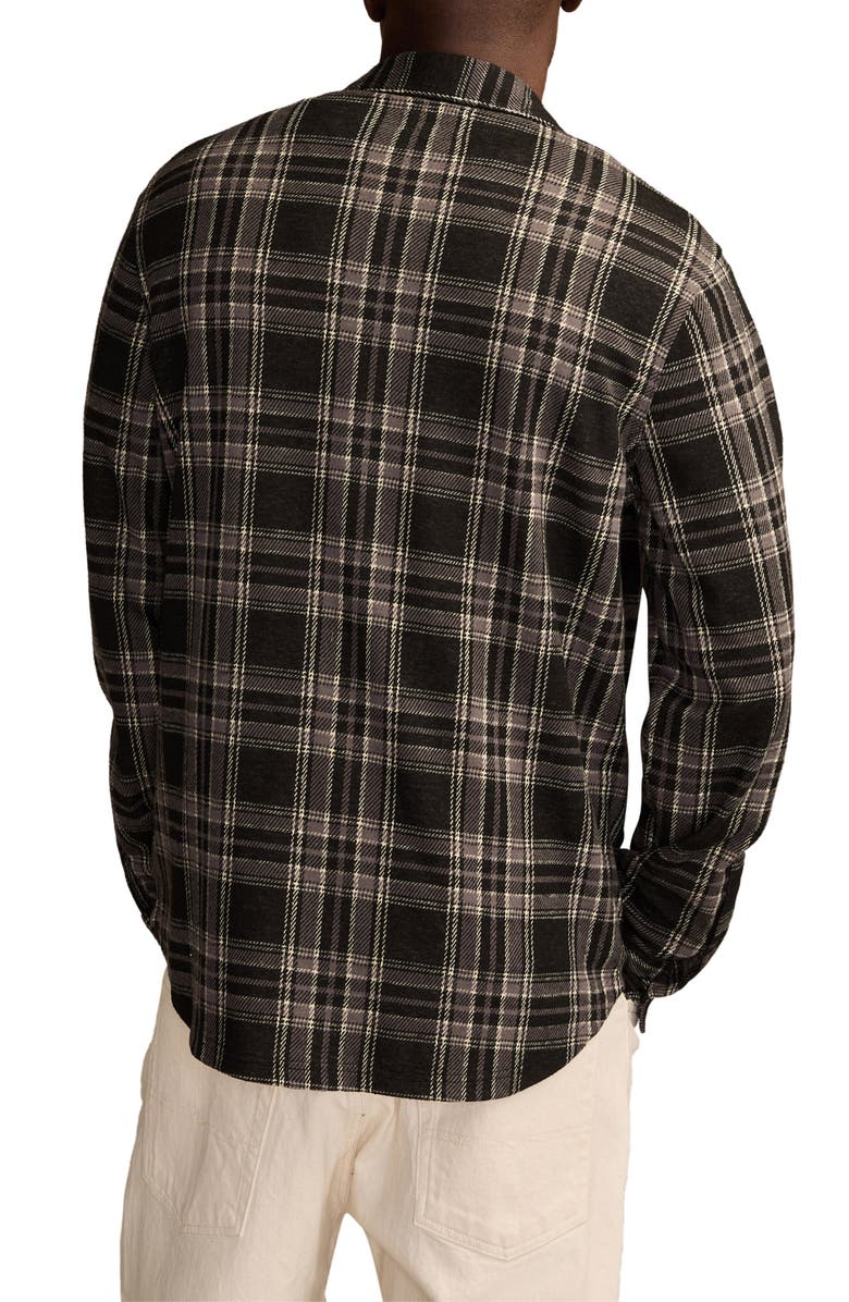 Lucky Brand Soft Knit Jersey Plaid Button-Up Shirt, Alternate, color, Caviar Multi