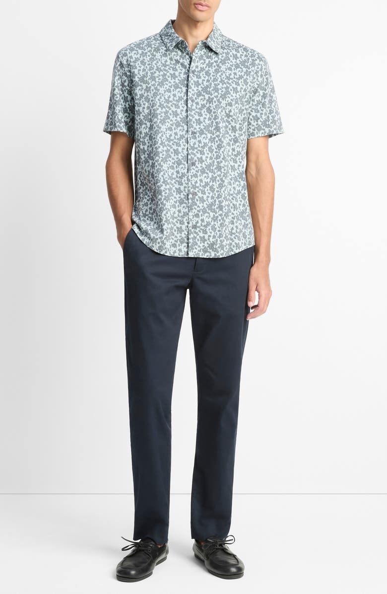 Vince Floral Short Sleeve Button-Up Shirt, Alternate, color, Skylight/ Liberty