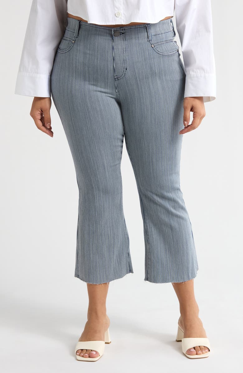 Liverpool Los Angeles Gia Glider Stripe Raw Hem Pull-On Crop Flare Pants, Main, color, 