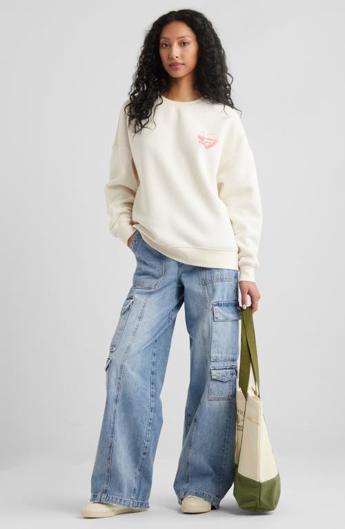 Bp. Graphic Sweatshirt In Ivory- Red Self Love Club