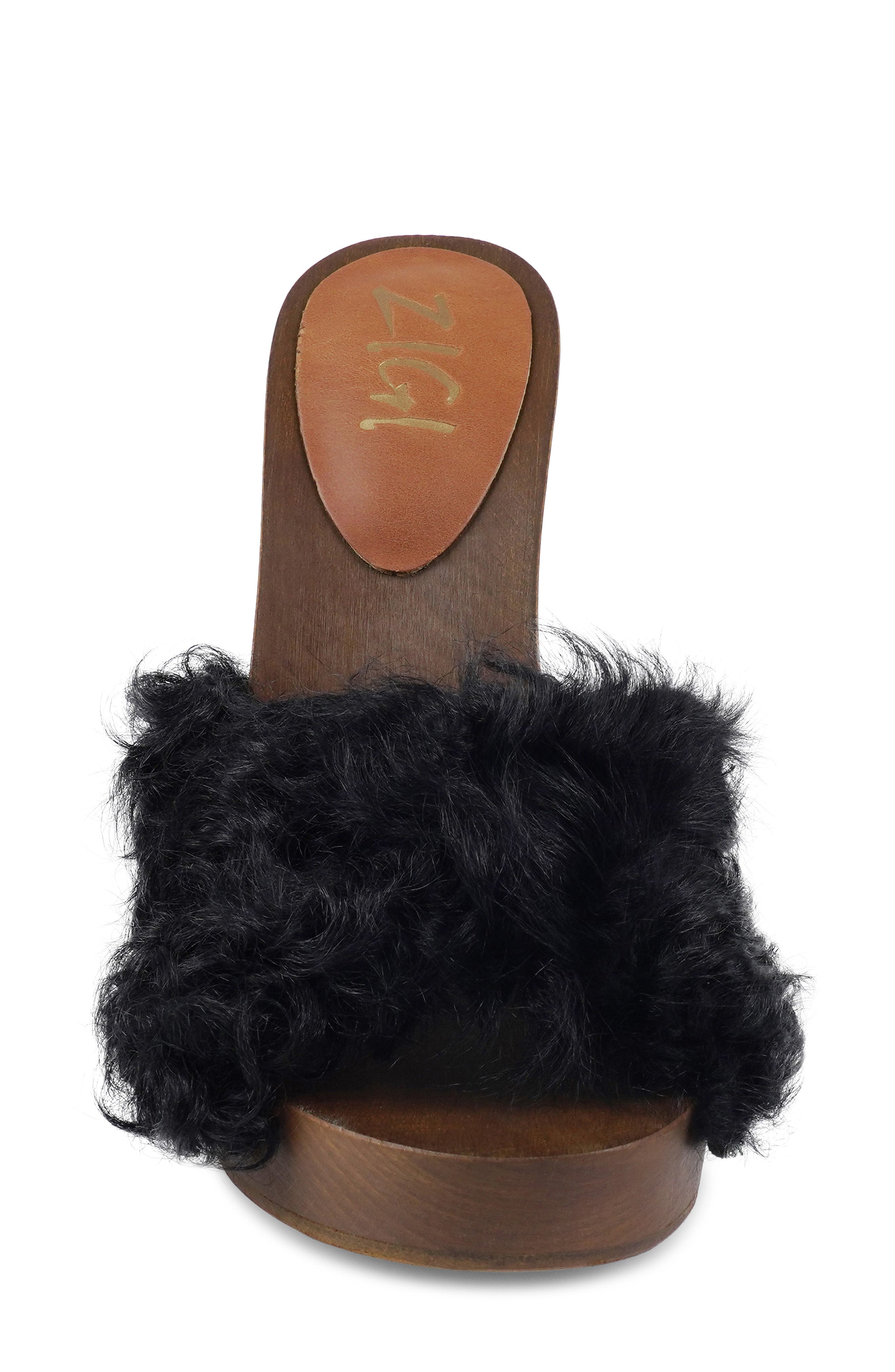 ZIGI Genuine Shearling Platform Sandal, Alternate, color, Black