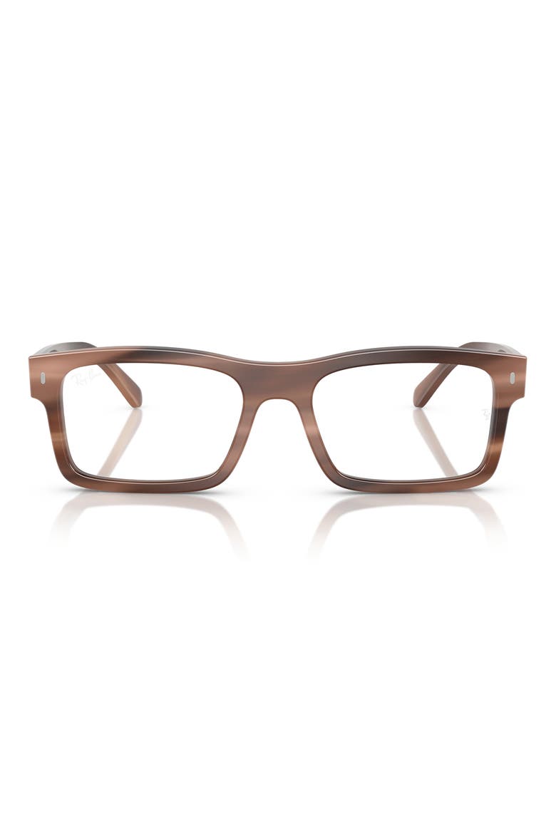 56mm Rectangular Optical Glasses, Main, color, BROWN HAVANA