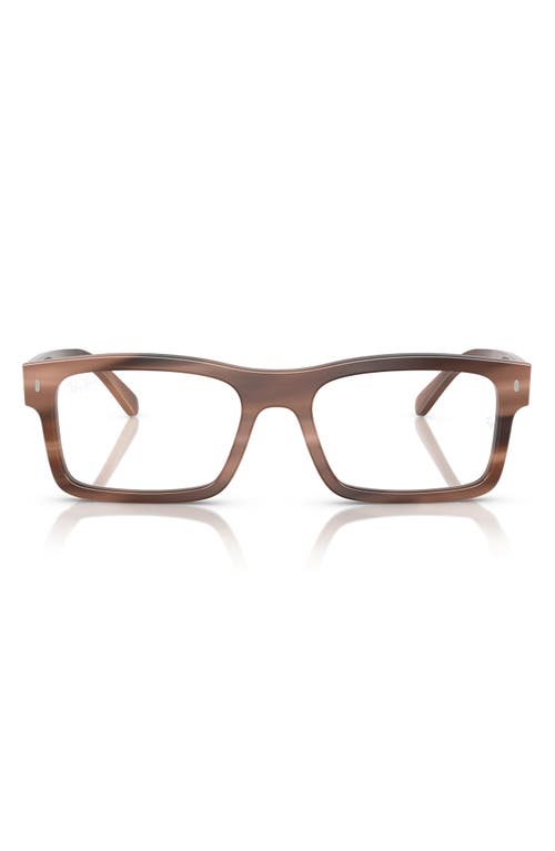 Ray Ban Ray-ban 56mm Rectangular Optical Glasses In Brown Havana